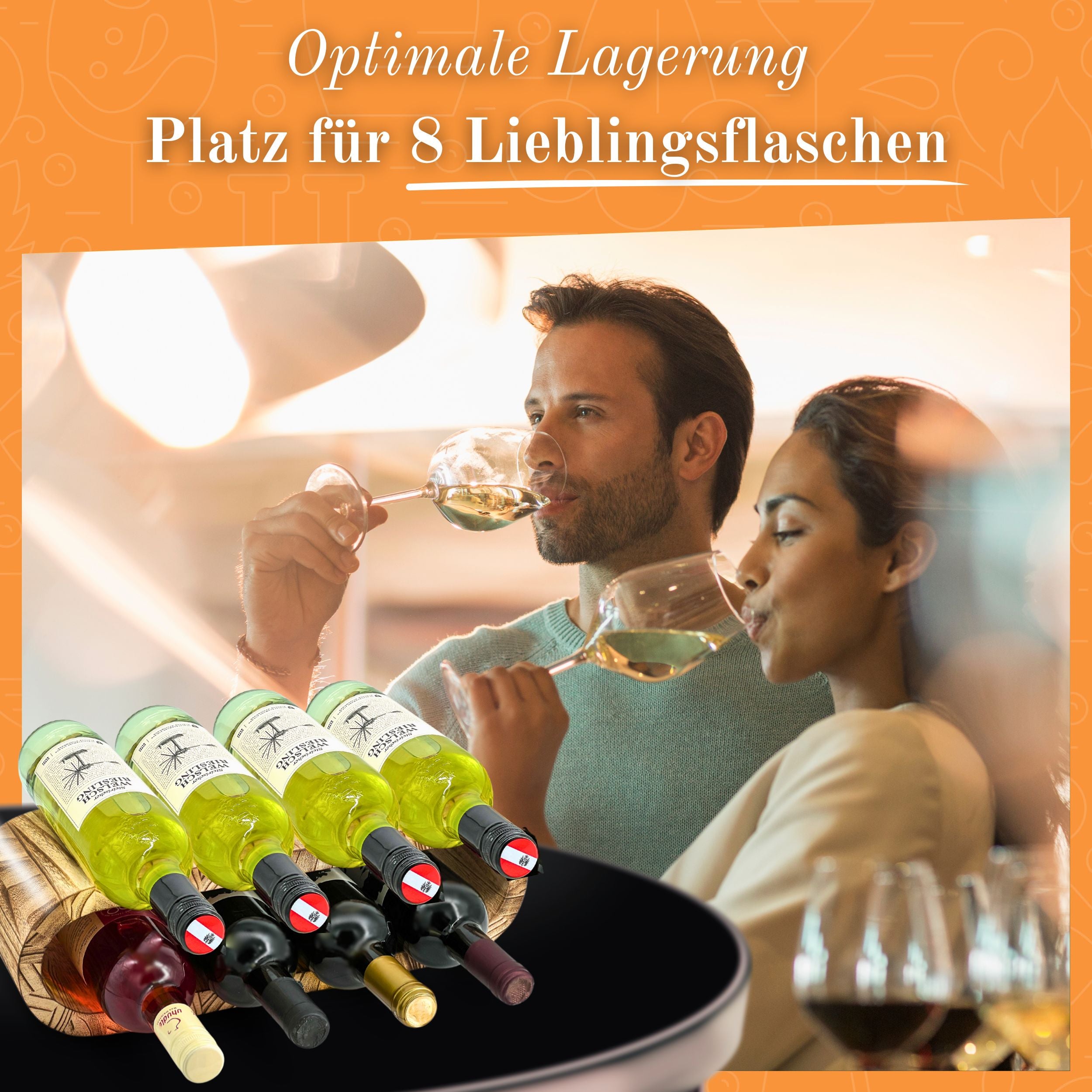 Rustikales Weinregal für 8 Flaschen